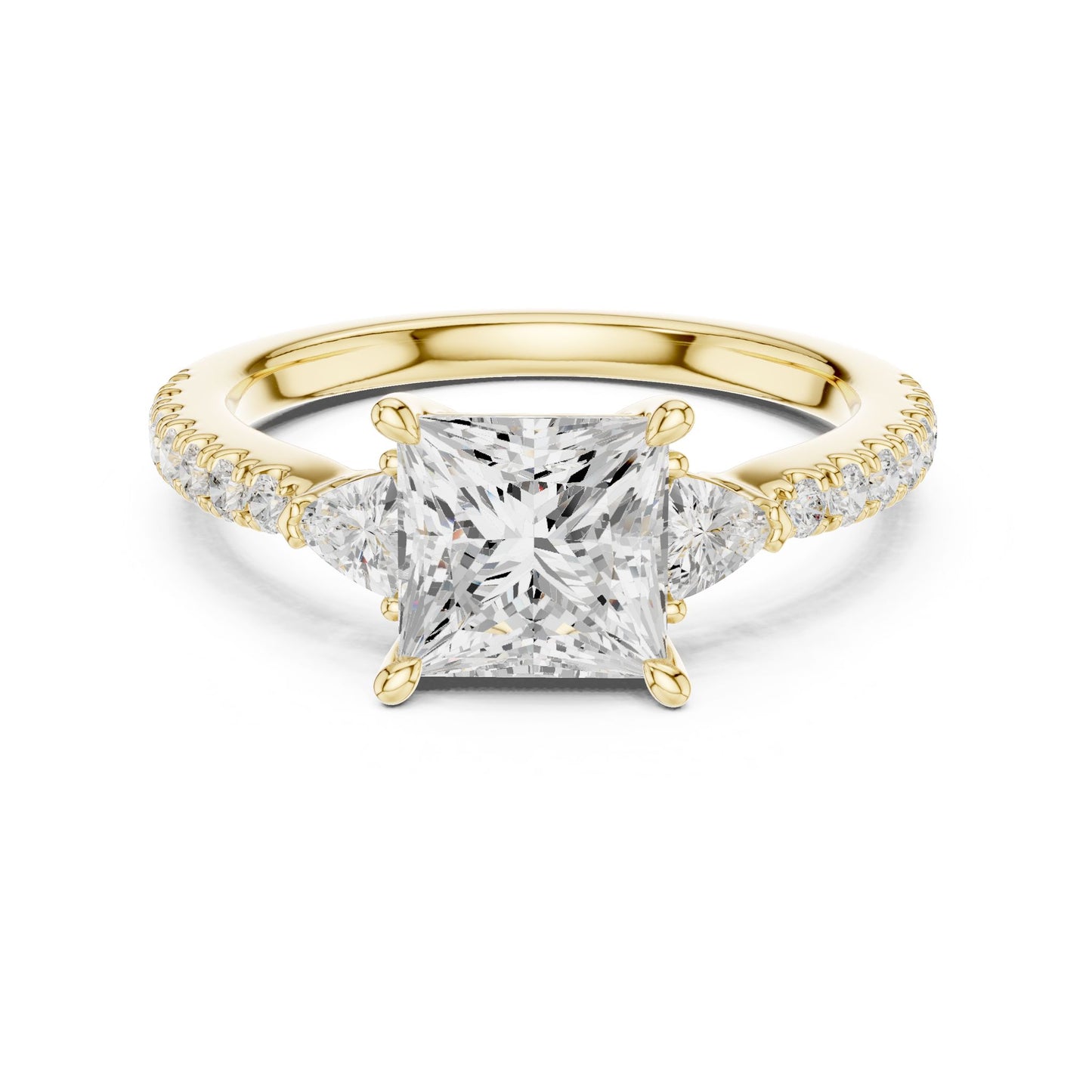 Princess Lab Grown Diamond Side-Stone Engagement Ring