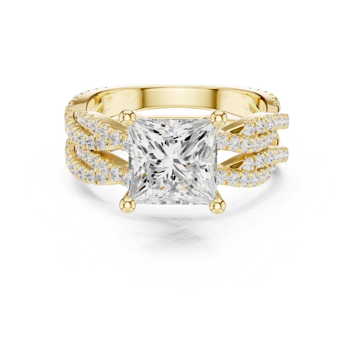 Princess Lab Grown Diamond Side-Stone Engagement Ring