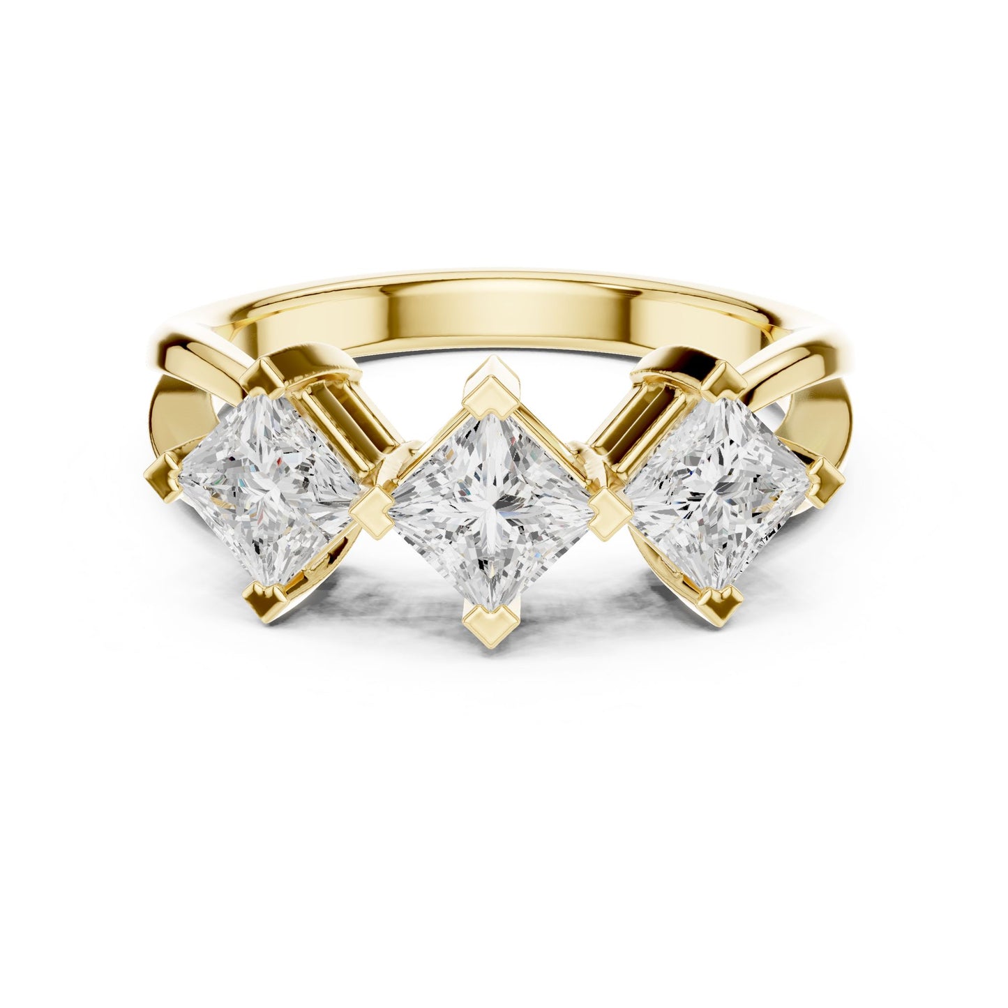 Princess Lab Grown Diamond Three-Stone Engagement Ring