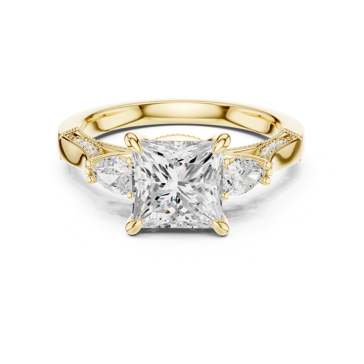 Princess Lab Grown Diamond Three-Stone Engagement Ring