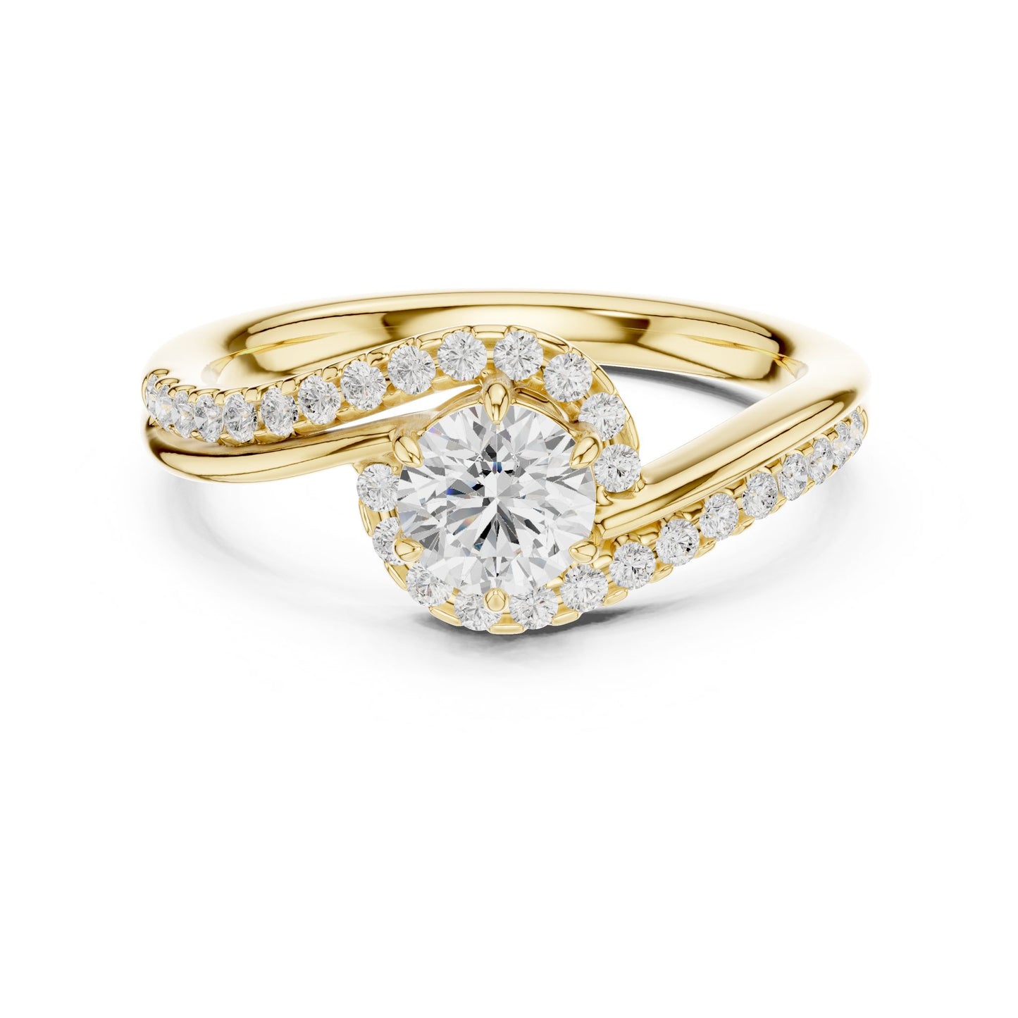 Round Lab Grown Diamond Bypass Engagement Ring
