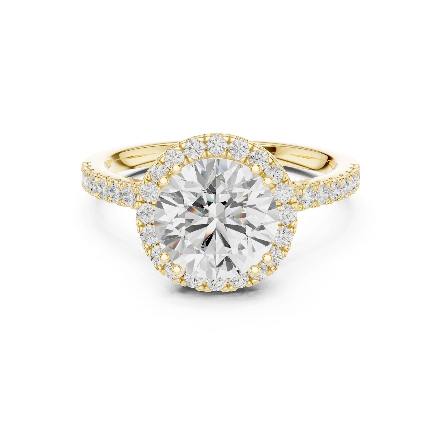 Round Lab Grown Diamond Halo Engagement Ring