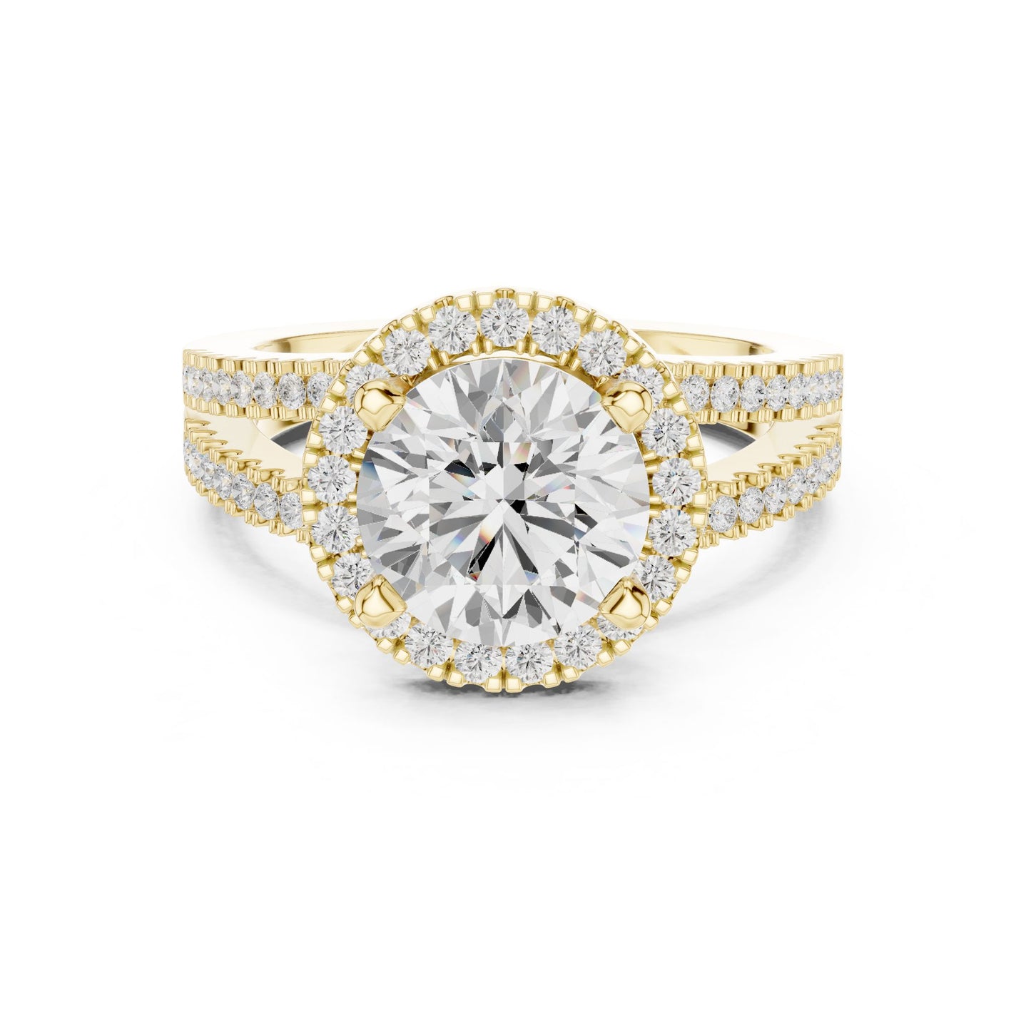 Round Lab Grown Diamond Halo Engagement Ring