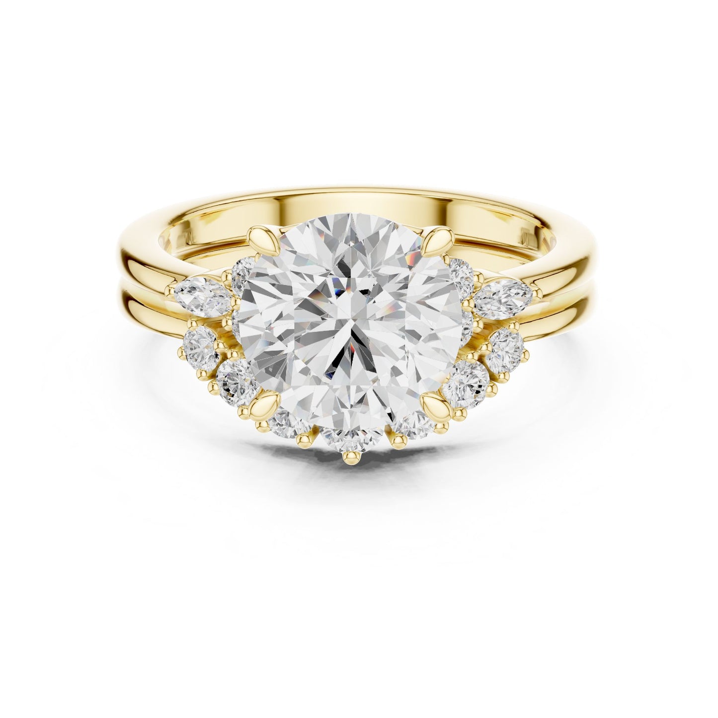 Round Lab Grown Diamond Halo Engagement Ring
