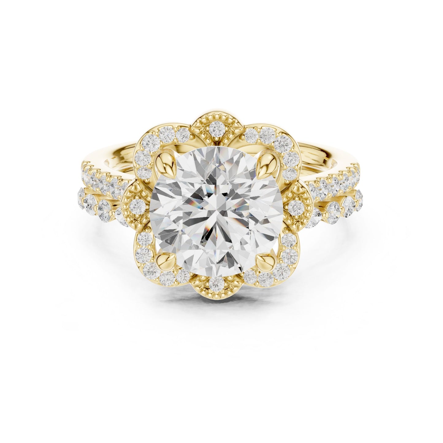 Round Lab Grown Diamond Halo Engagement Ring