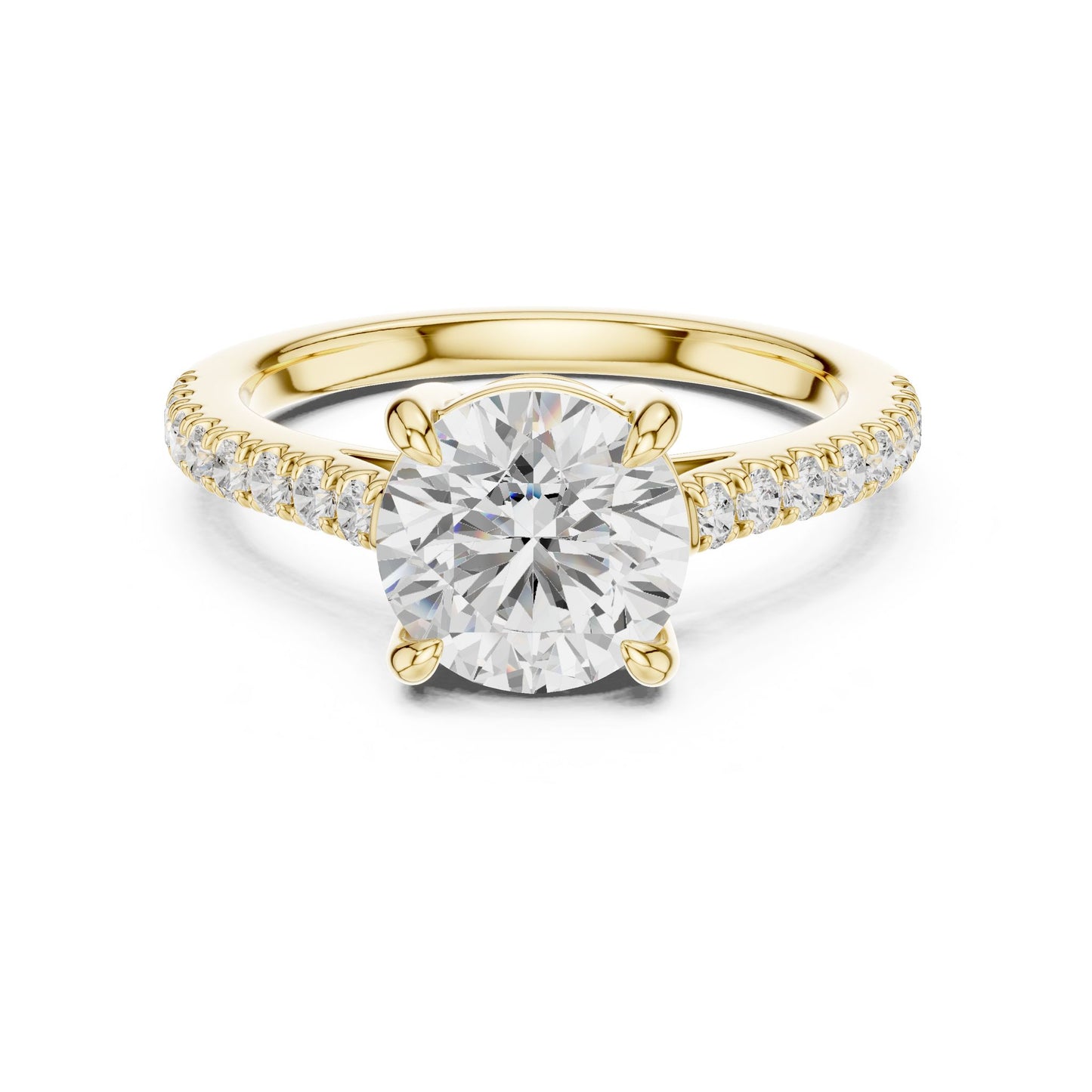 Round Lab Grown Diamond Pave Engagement Ring
