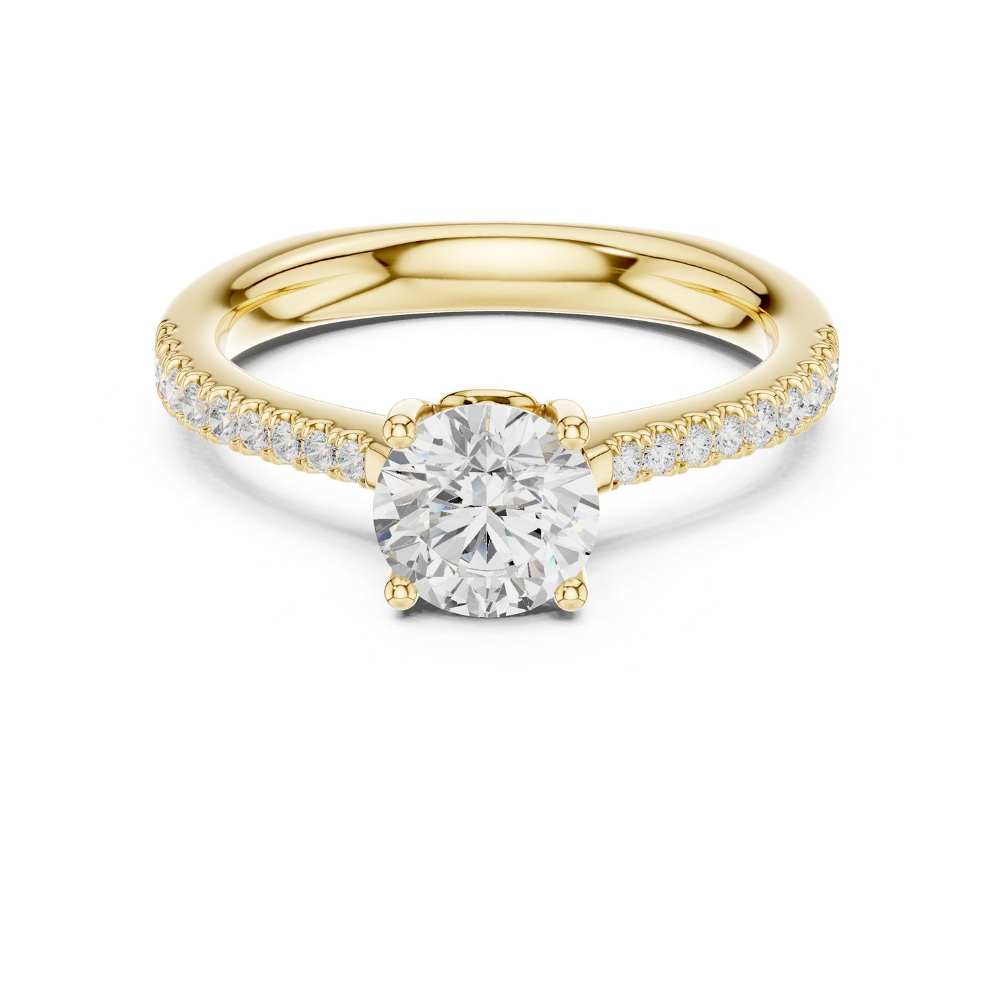 Round Lab Grown Diamond Pave Engagement Ring