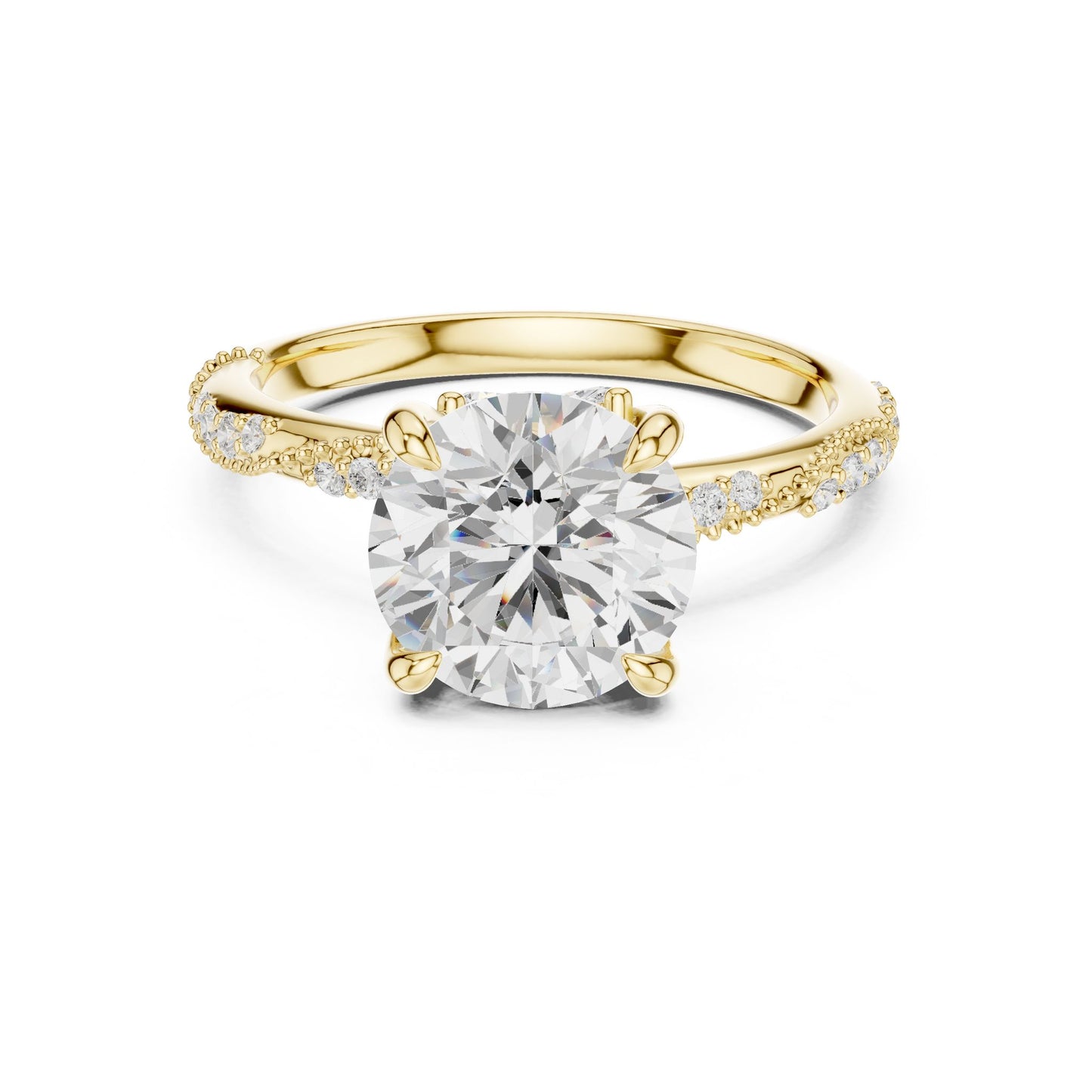 Round Lab Grown Diamond Pave Engagement Ring