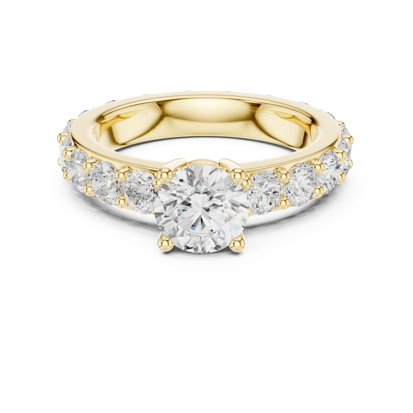 Round Lab Grown Diamond Pave Engagement Ring
