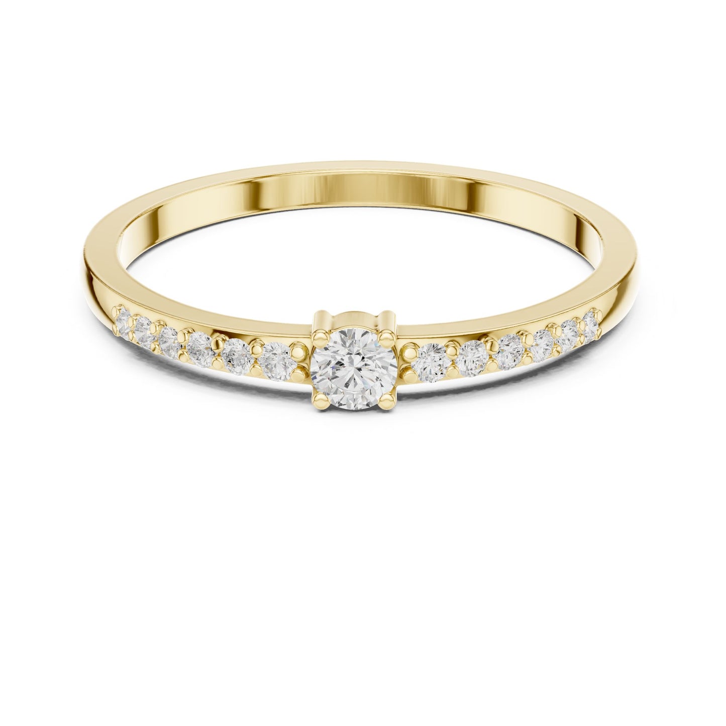 Round Lab Grown Diamond Side-Stone Engagement Ring