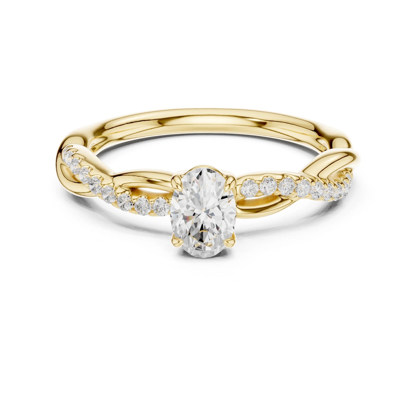 Round Lab Grown Diamond Side-Stone Engagement Ring