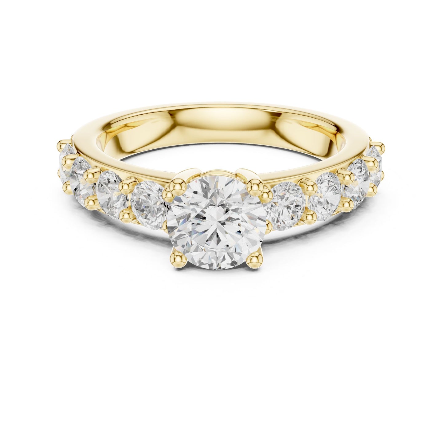 Round Lab Grown Diamond Side-Stone Engagement Ring