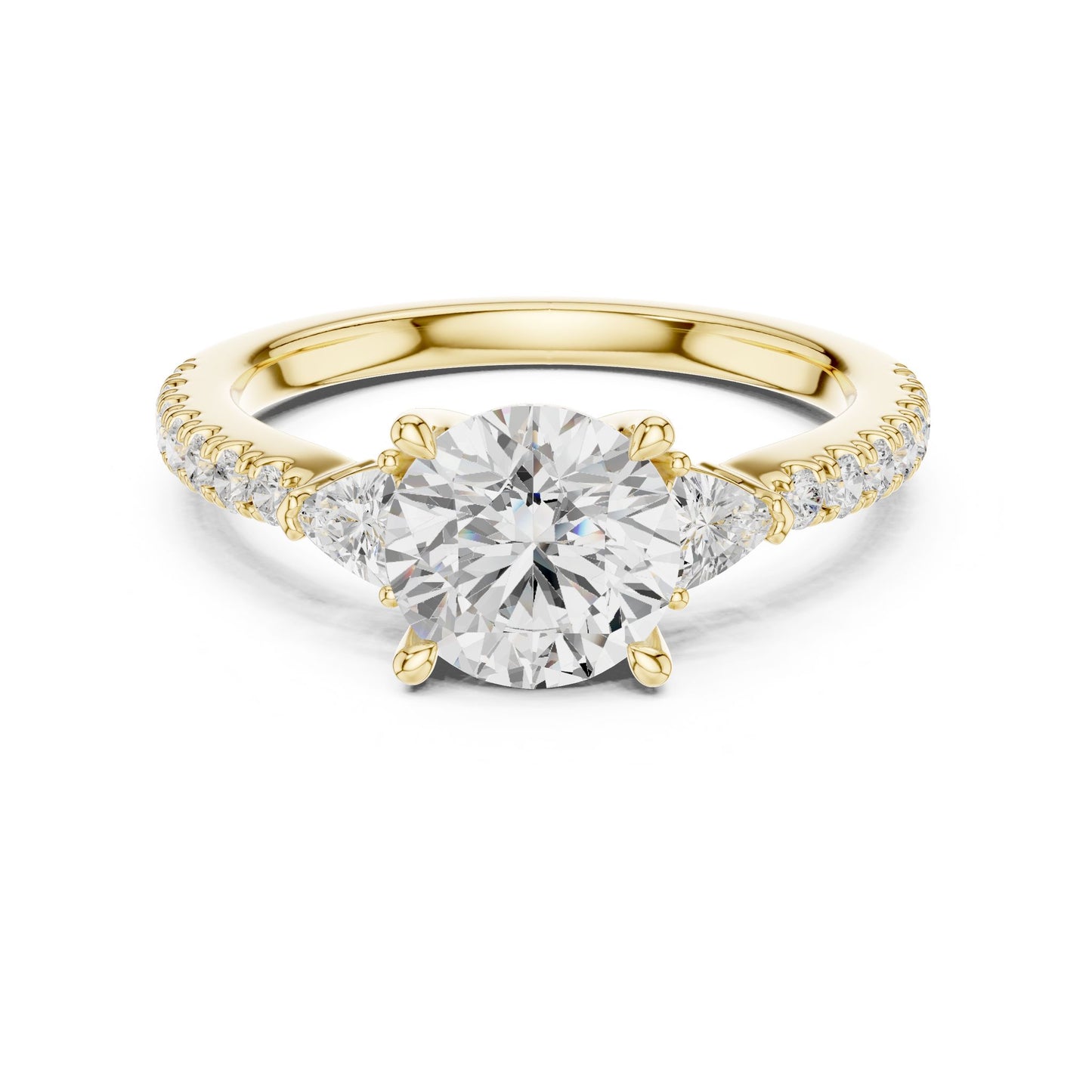 Round Lab Grown Diamond Side-Stone Engagement Ring