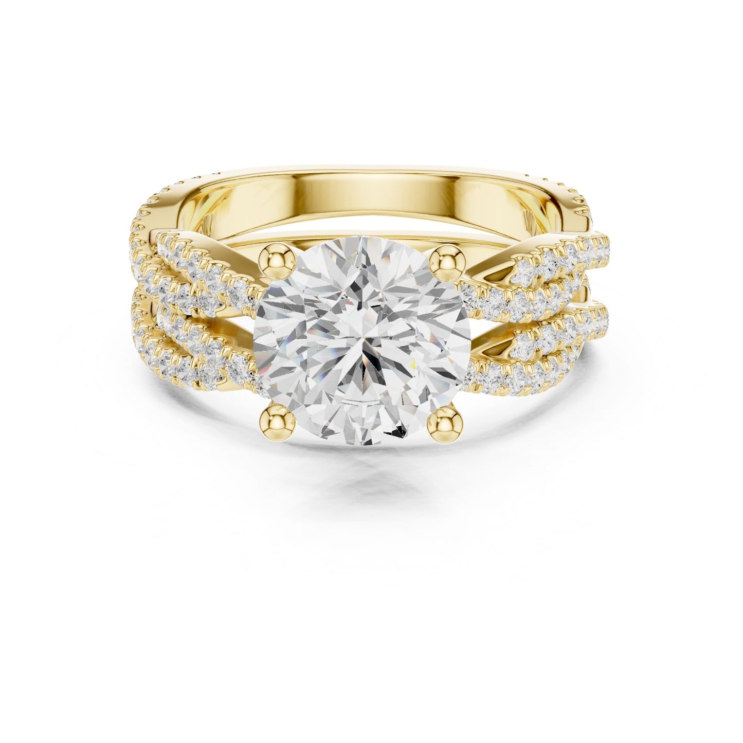 Round Lab Grown Diamond Side-Stone Engagement Ring