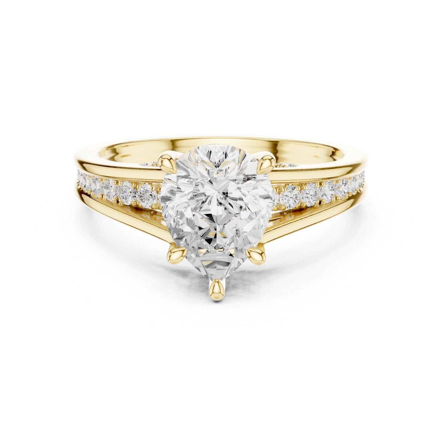 Round Lab Grown Diamond Side-Stone Engagement Ring