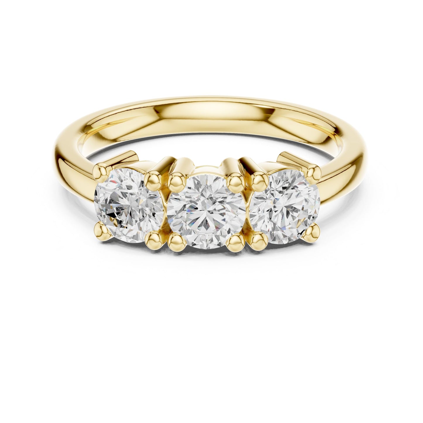 Round Lab Grown Diamond Three-Stone Engagement Ring