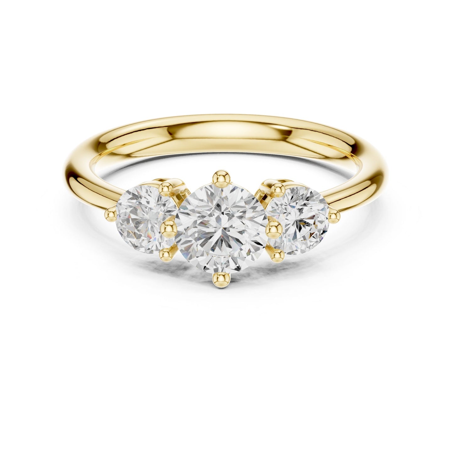 Round Lab Grown Diamond Three-Stone Engagement Ring