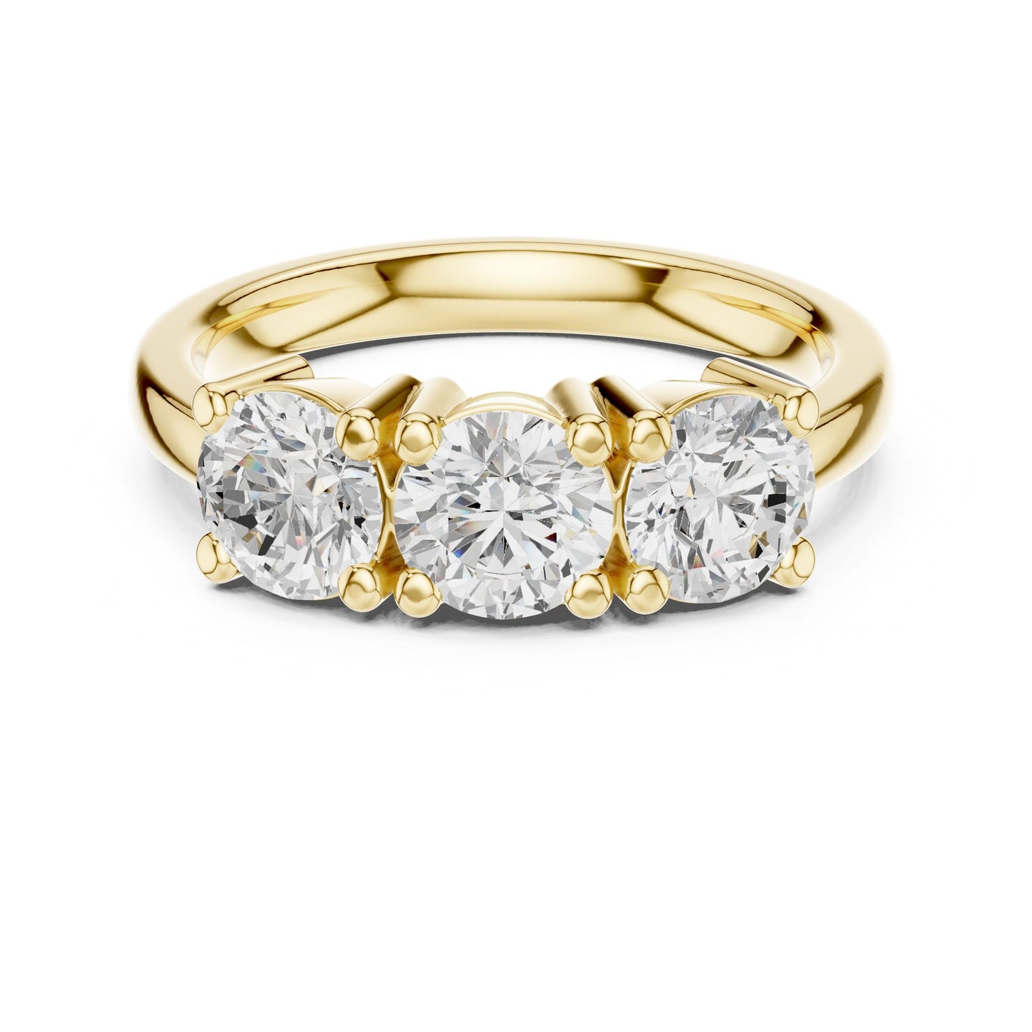 Round Lab Grown Diamond Three-Stone Engagement Ring