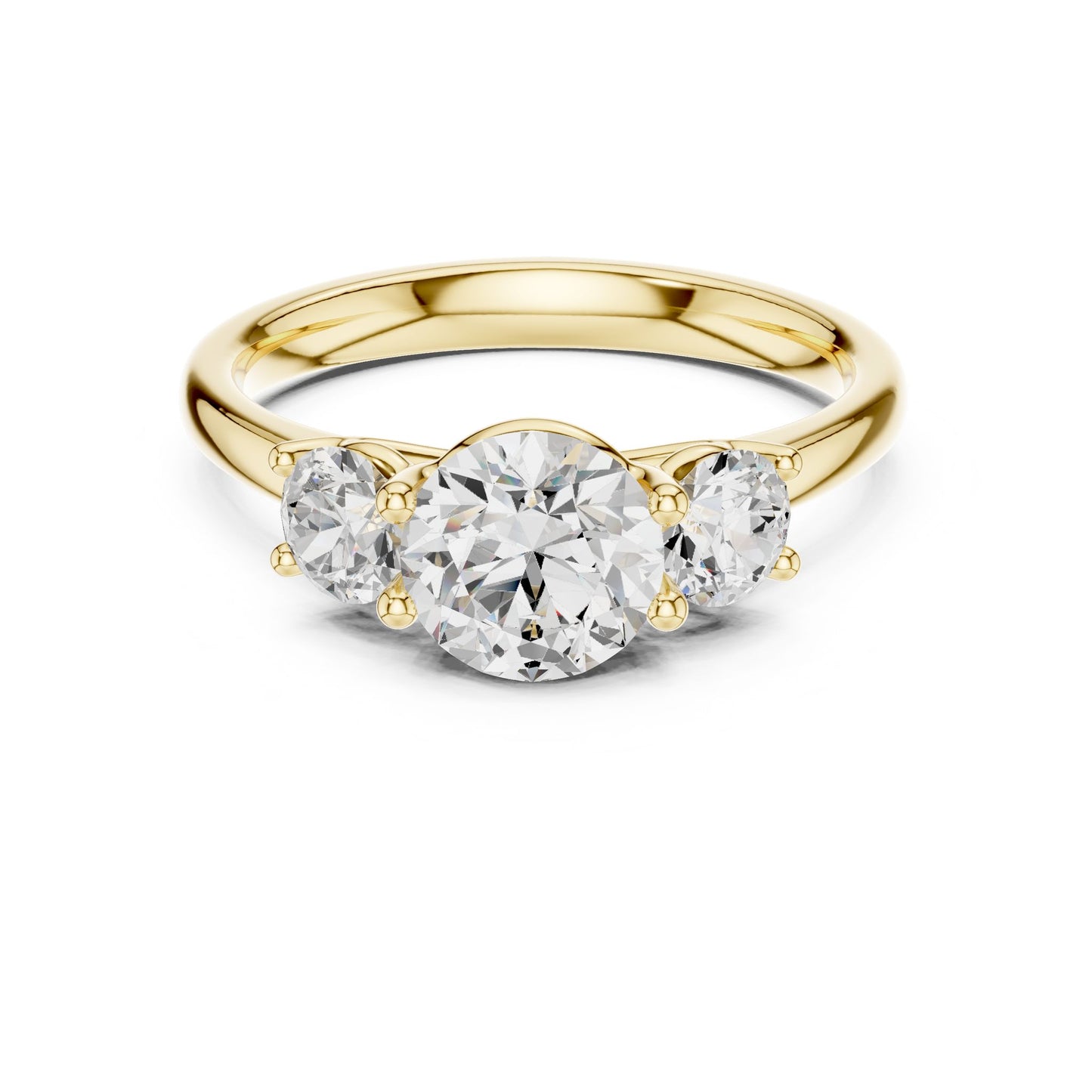 Round Lab Grown Diamond Three-Stone Engagement Ring