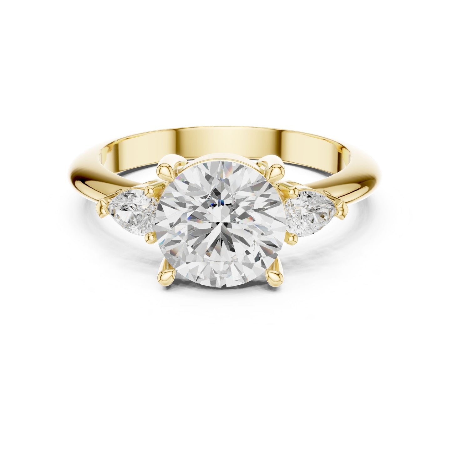 Round Lab Grown Diamond Three-Stone Engagement Ring