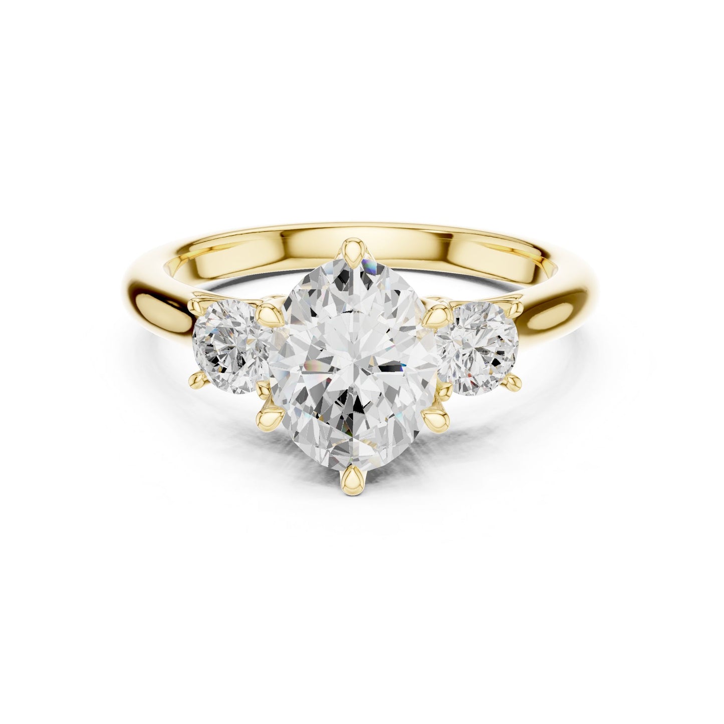 Round Lab Grown Diamond Three-Stone Engagement Ring