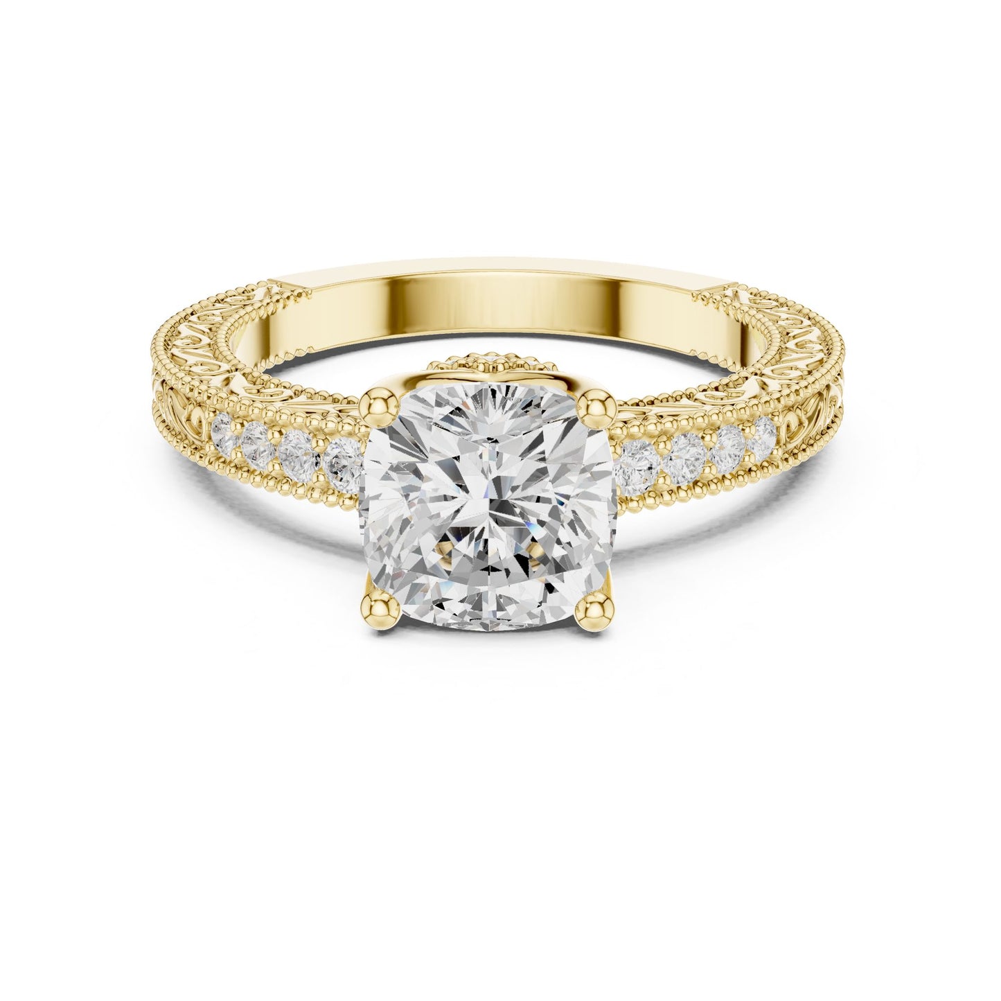Round Lab Grown Diamond Vintage Engagement Ring