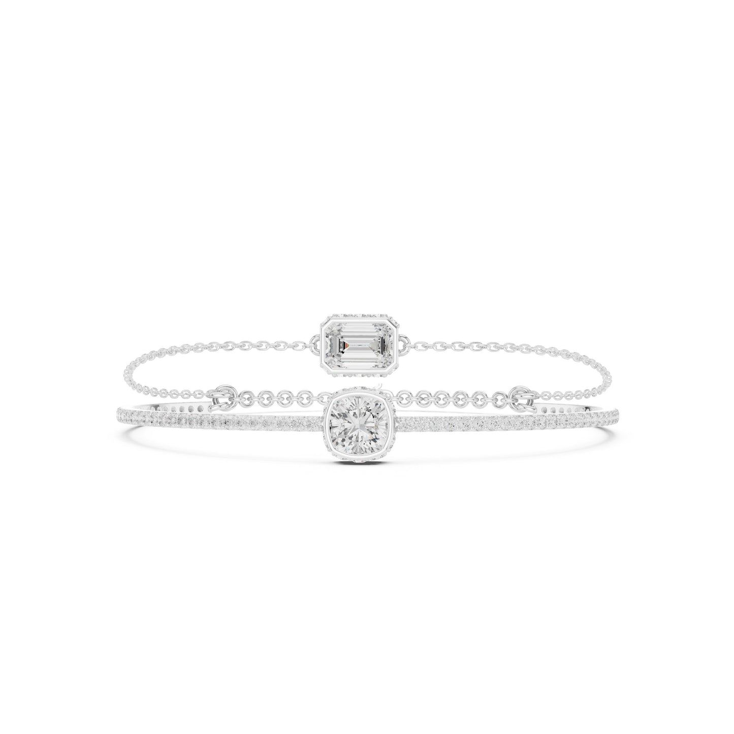 Mixed Shape Lab Grown Diamond Bangle Bracelet