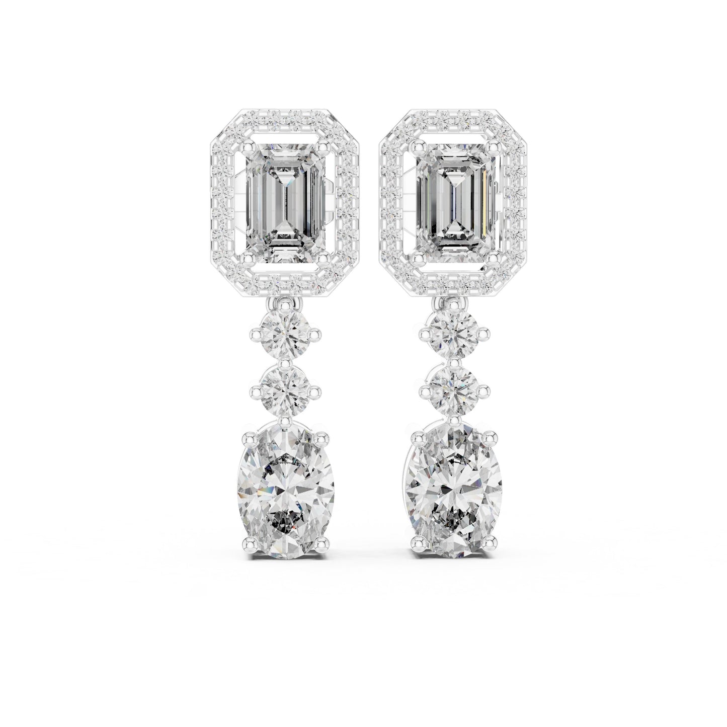 Mixed Shape Lab Grown Diamond Dangle Earrings