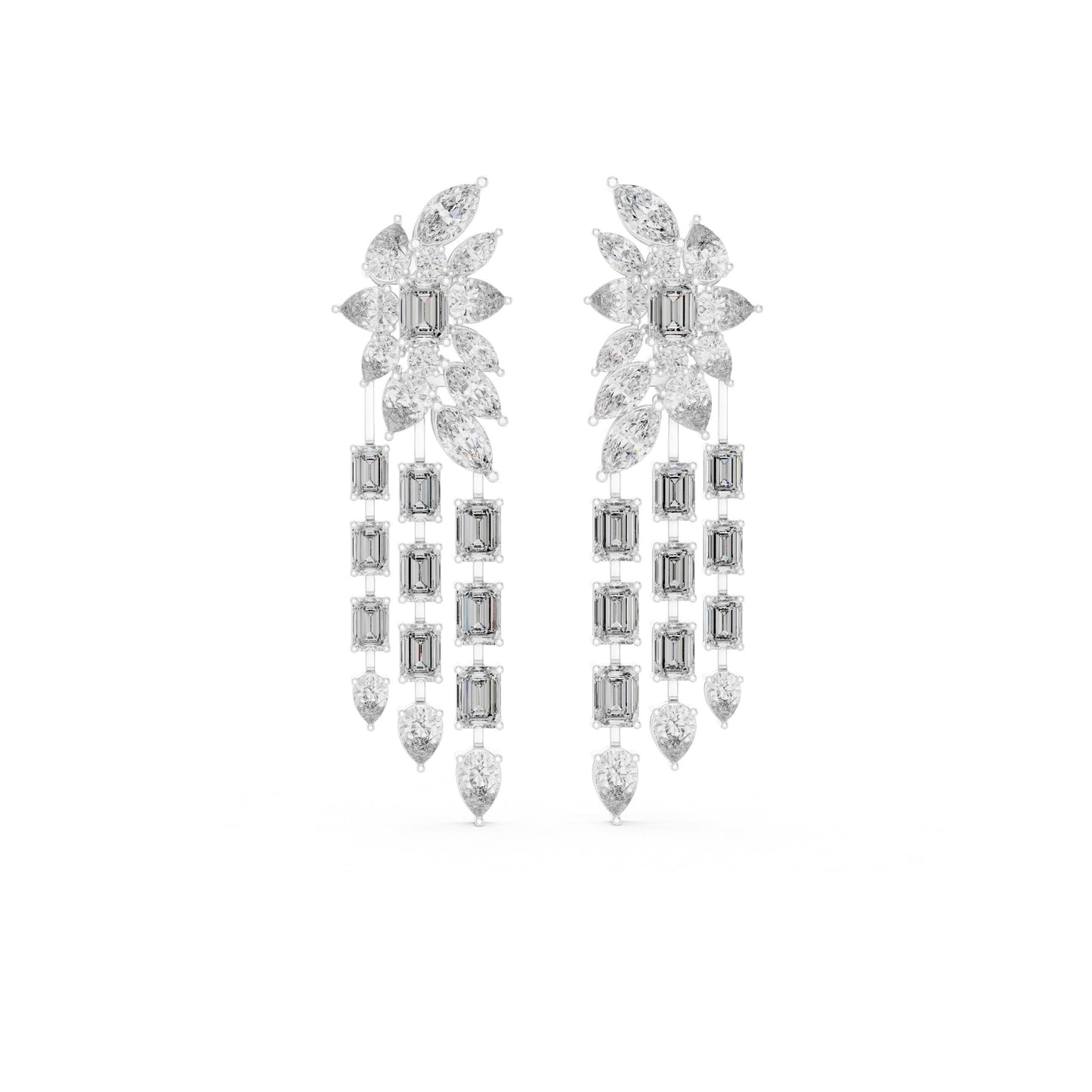 Mixed Shape Lab Grown Diamond Chandelier Earrings