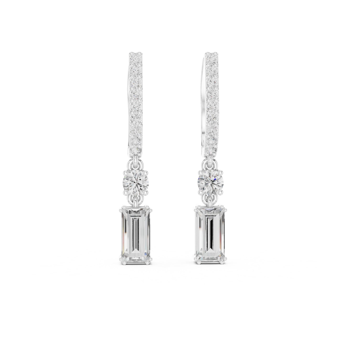 Mixed Shape Lab Grown Diamond Drop Earrings