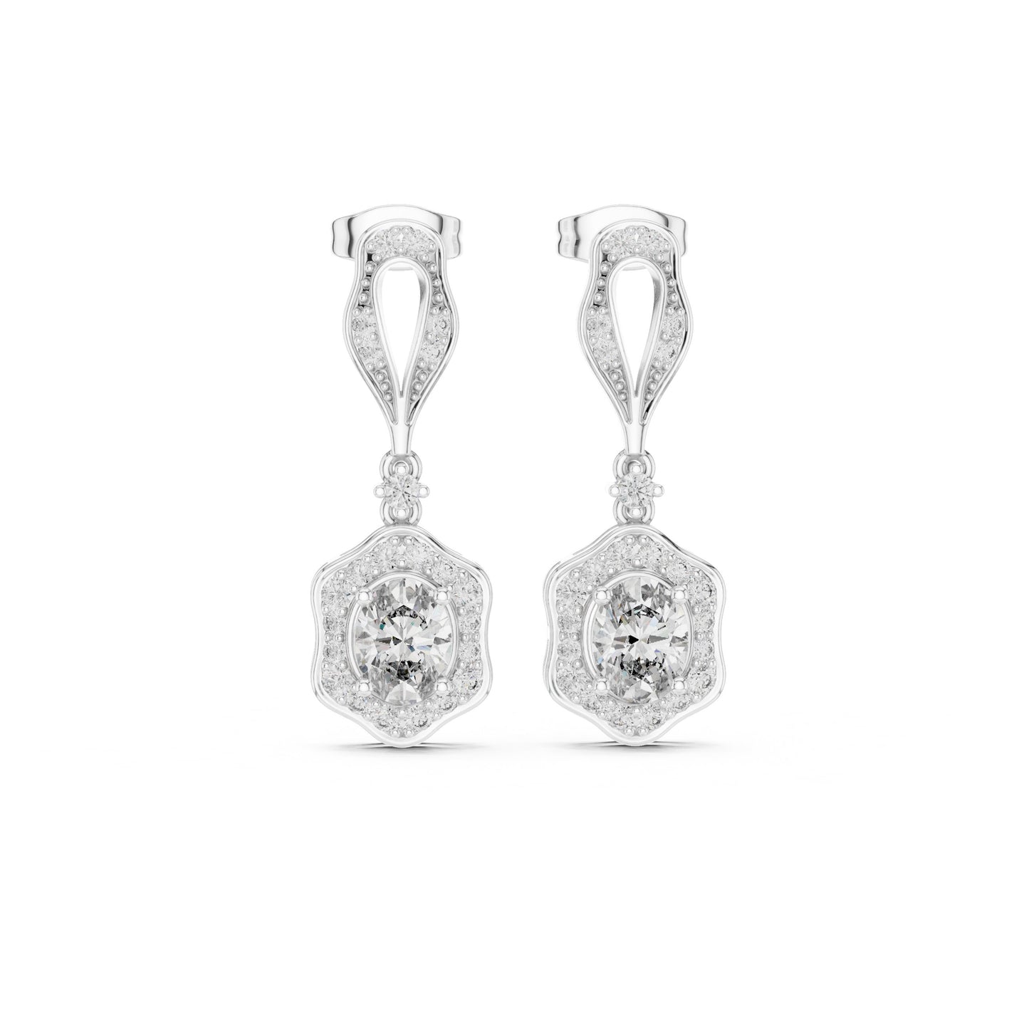 Mixed Shape Lab Grown Diamond Drop Earrings