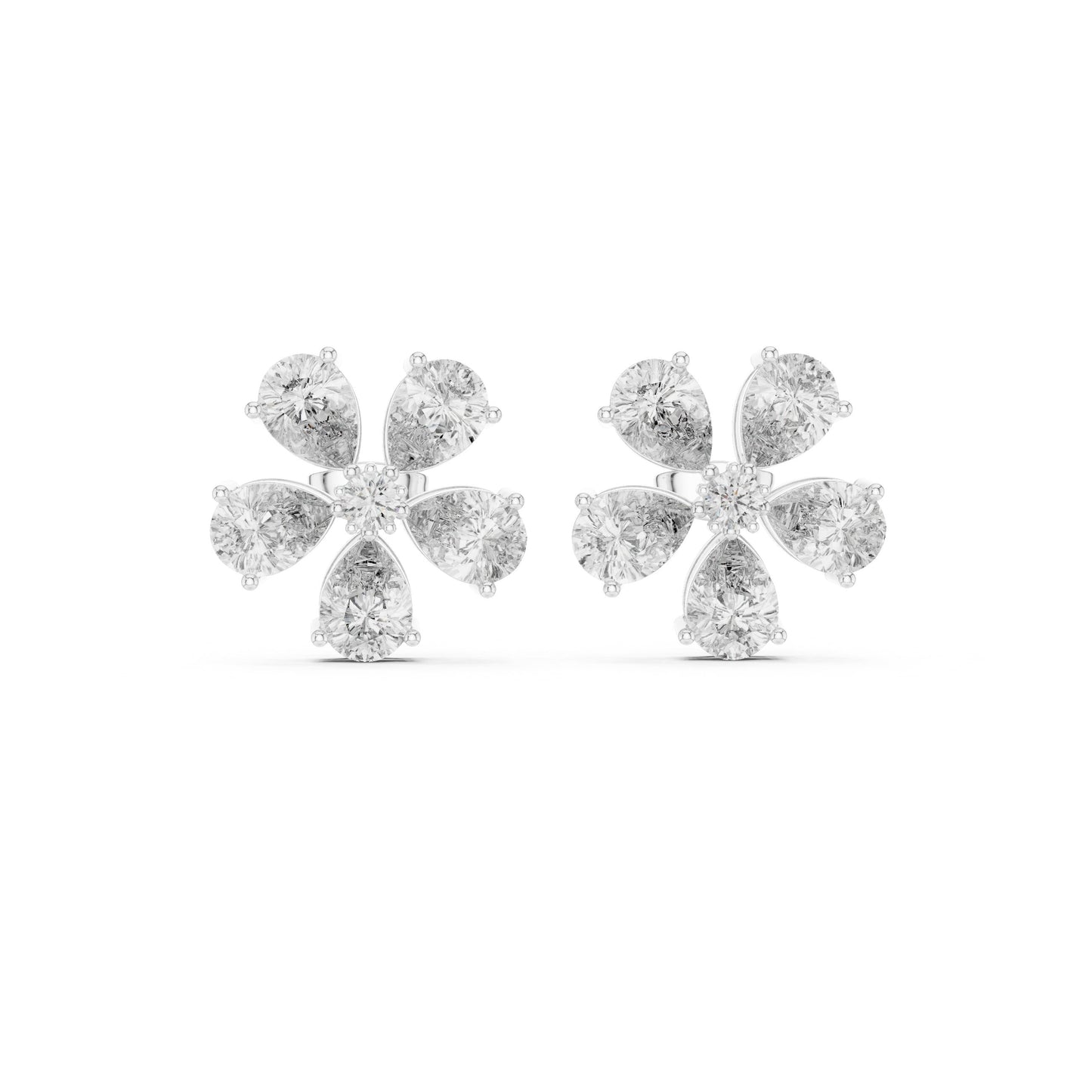 Mixed Shape Lab Grown Diamond Cluster Earrings