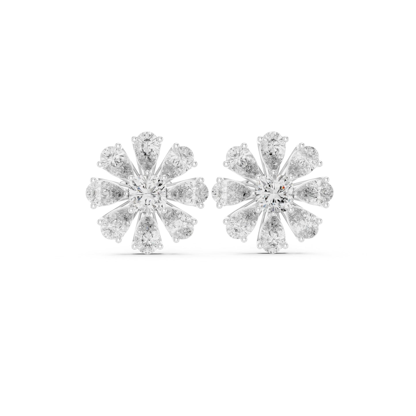 Mixed Shape Lab Grown Diamond Cluster Earrings