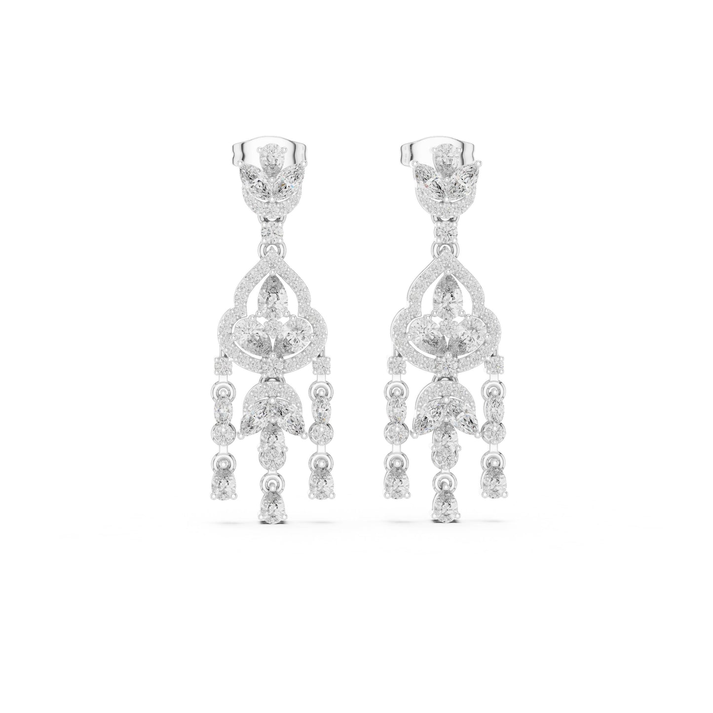 Mixed Shape Lab Grown Diamond Chandelier Earrings