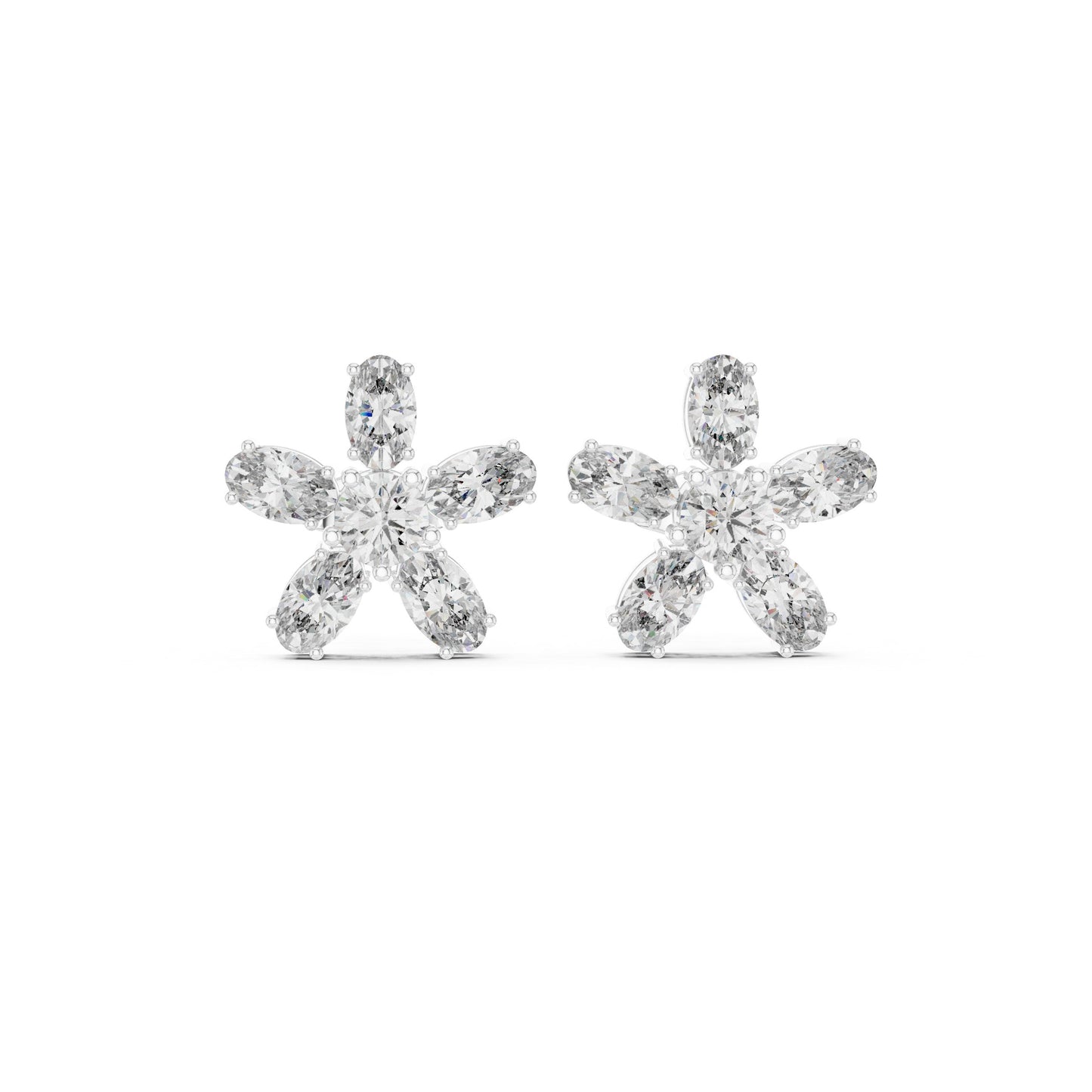 Mixed Shape Lab Grown Diamond Cluster Earrings