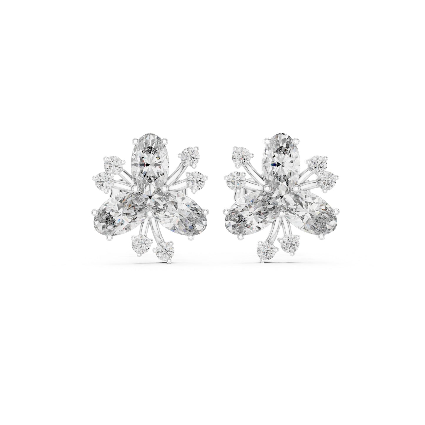 Mixed Shape Lab Grown Diamond Cluster Earrings