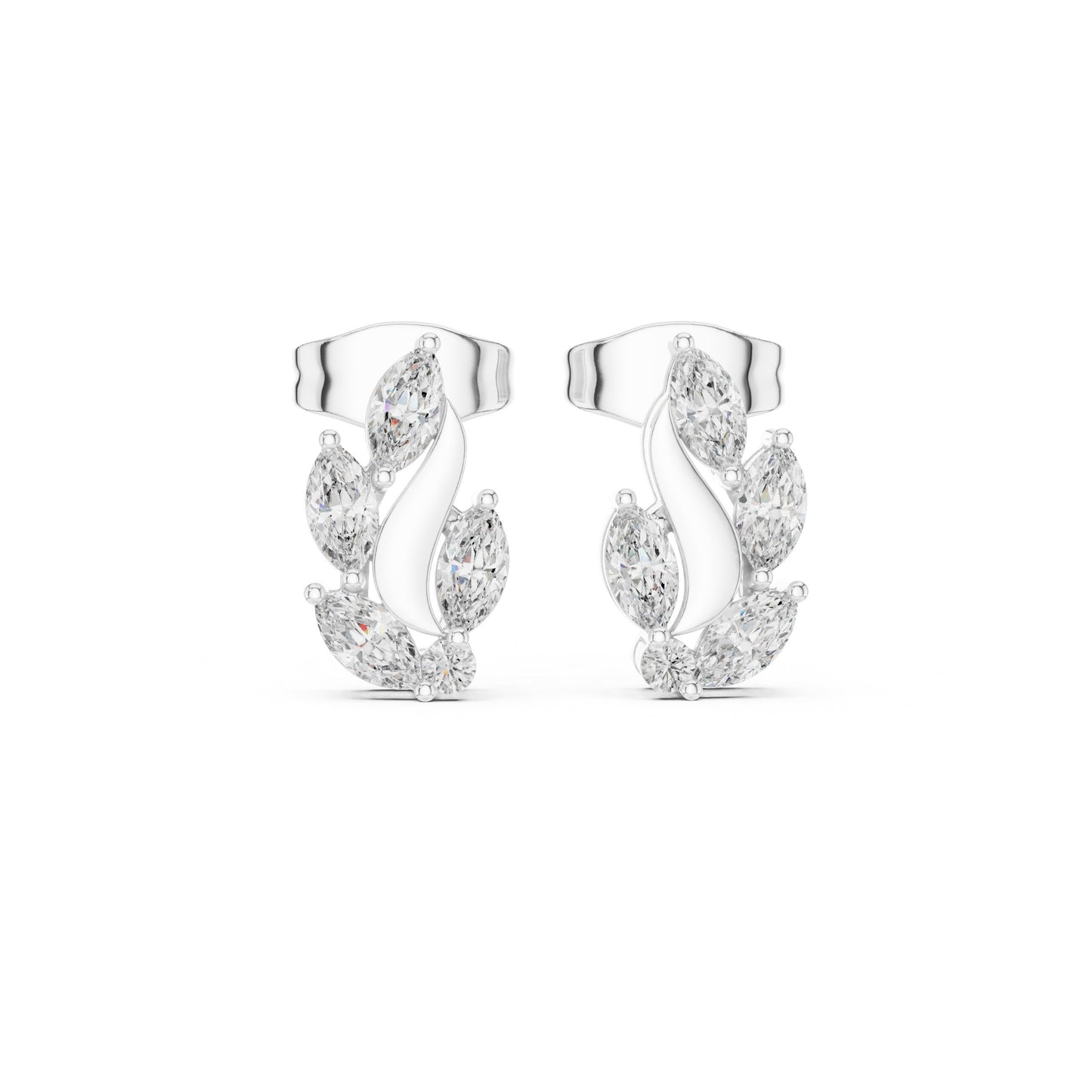 Mixed Shape Lab Grown Diamond Climber Earrings