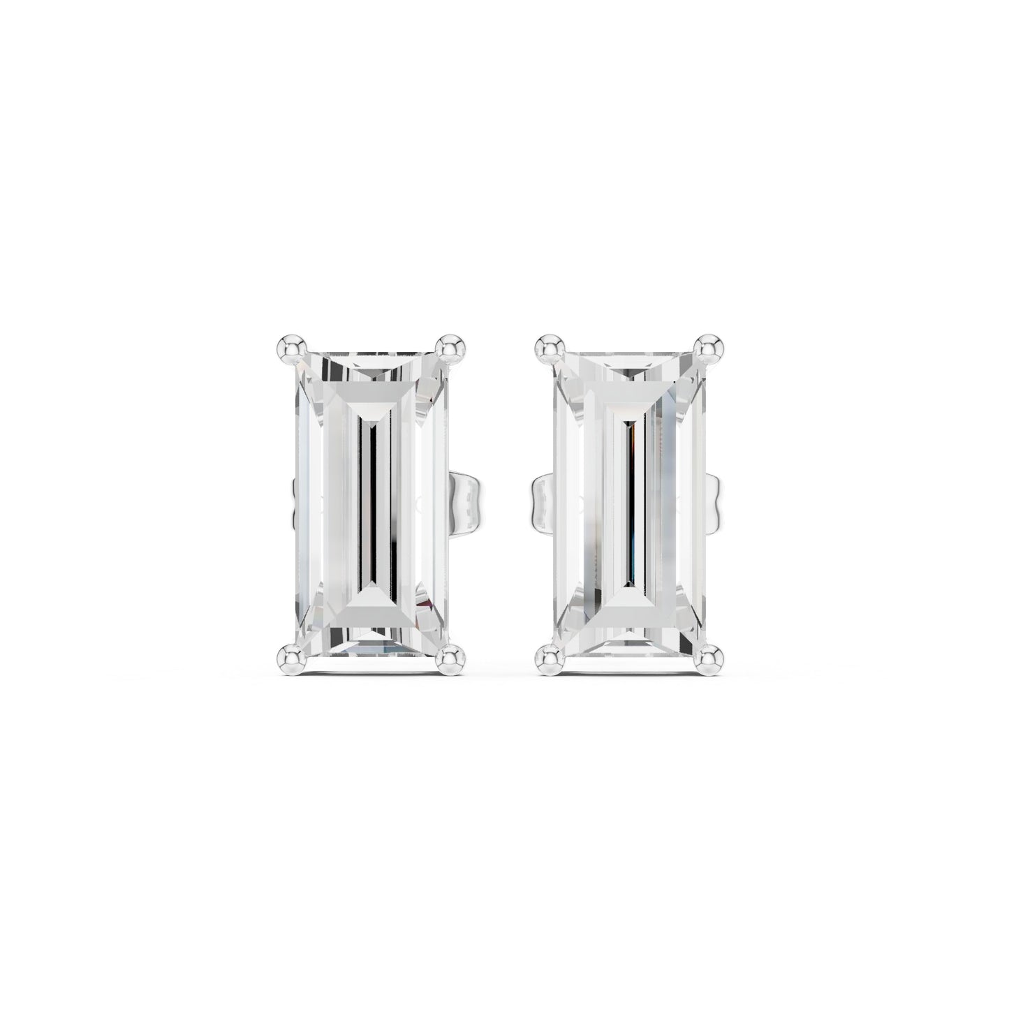 Emerald Stud Lab Grown Diamond Earrings