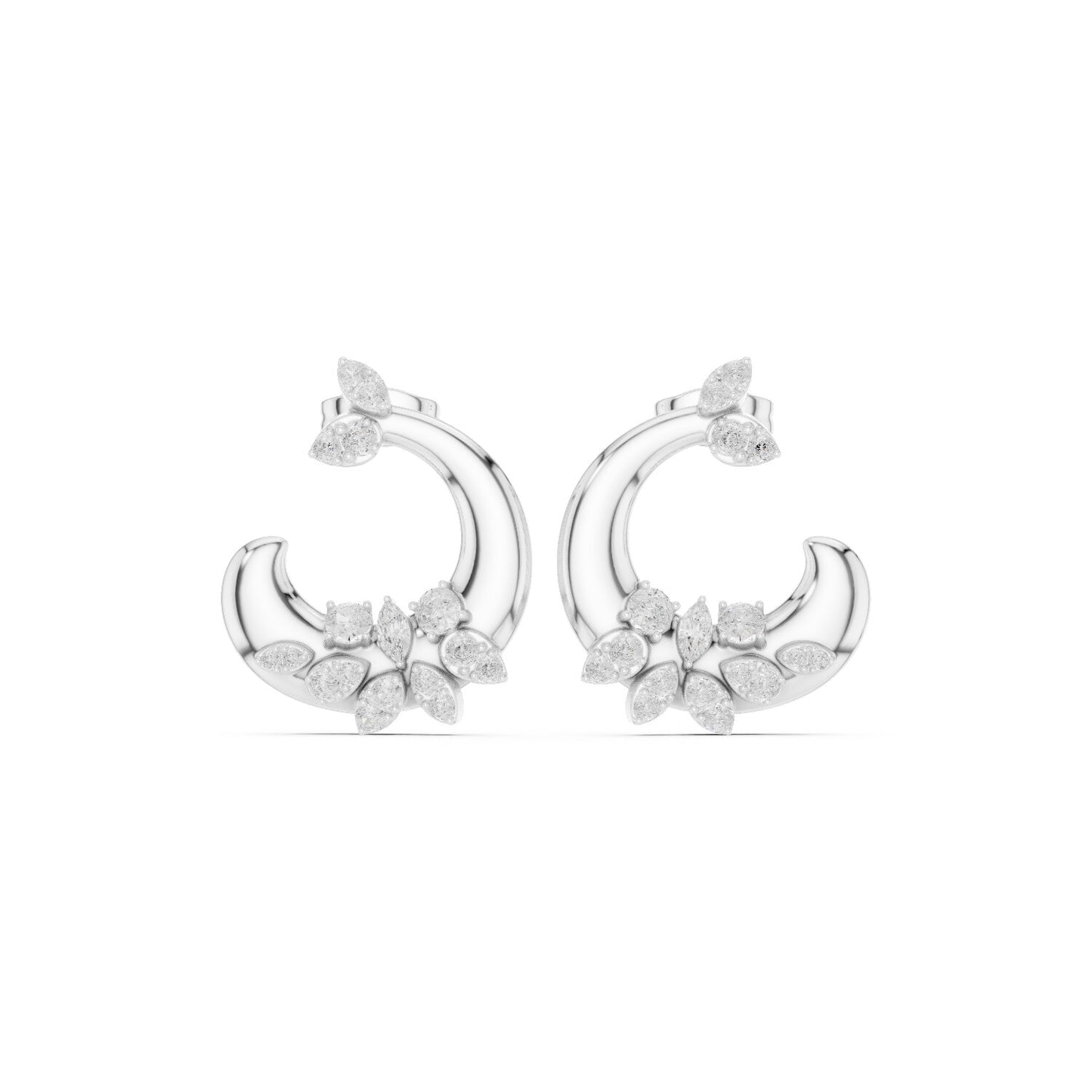 Mixed Shape Lab Grown Diamond Climber Earrings