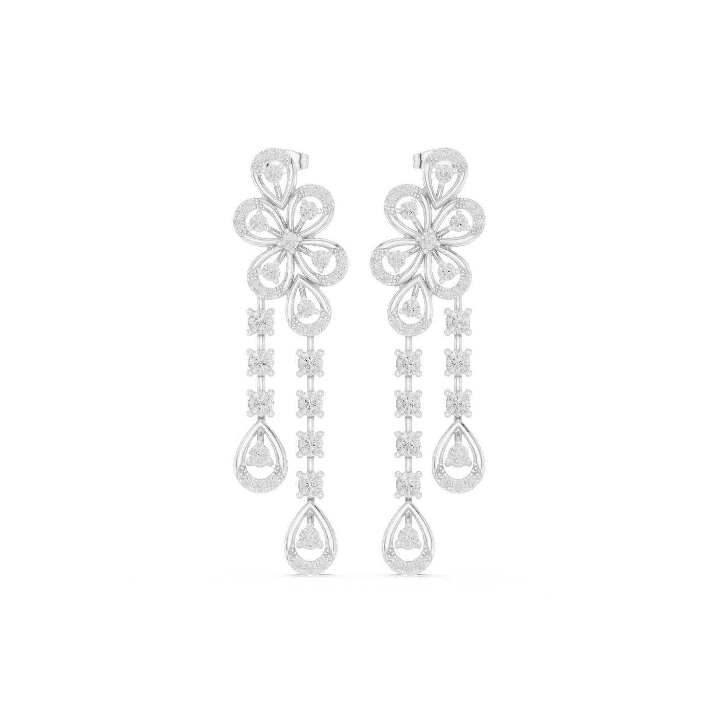 Mixed Shape Lab Grown Diamond Dangle Earrings