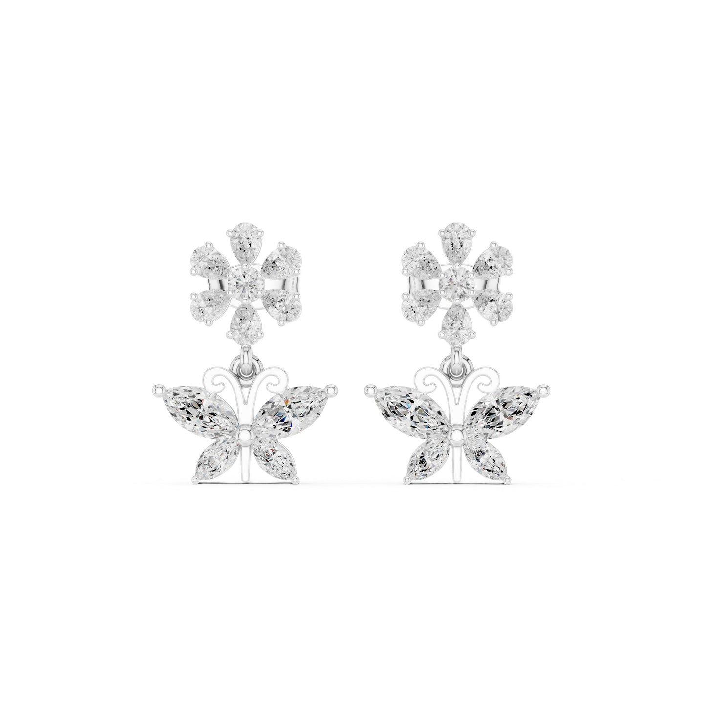 Mixed Shape Lab Grown Diamond Climber Earrings