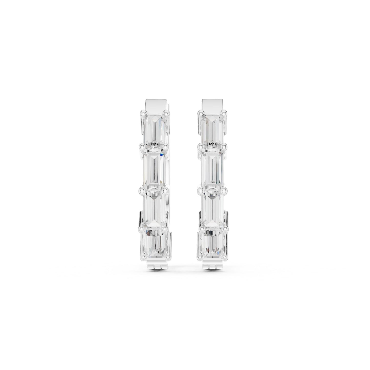 Emerald Huggie Lab Grown Diamond Earrings