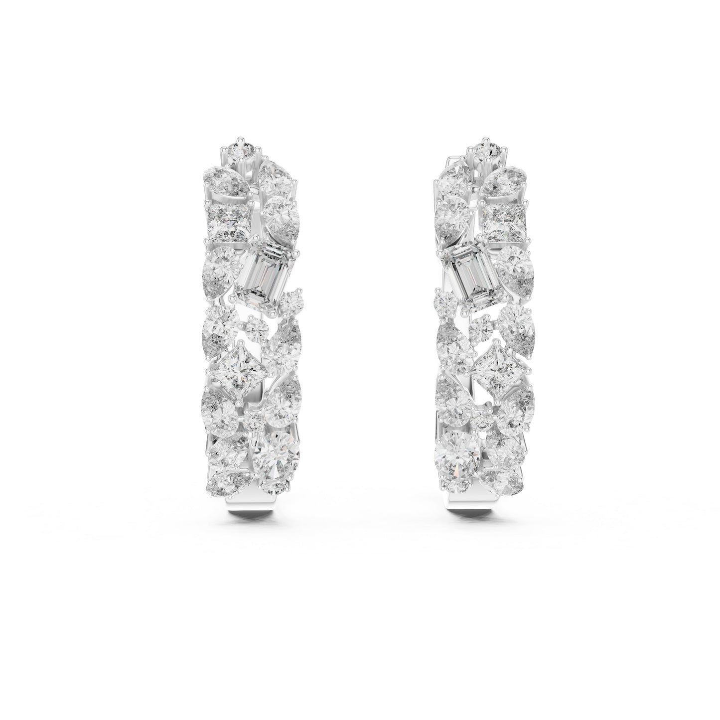 Mixed Shape Lab Grown Diamond Huggie Earrings