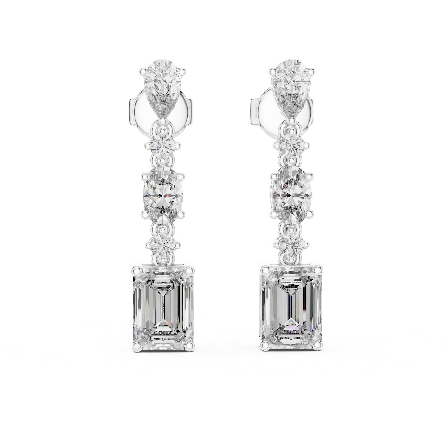 Mixed Shape Lab Grown Diamond Dangle Earrings