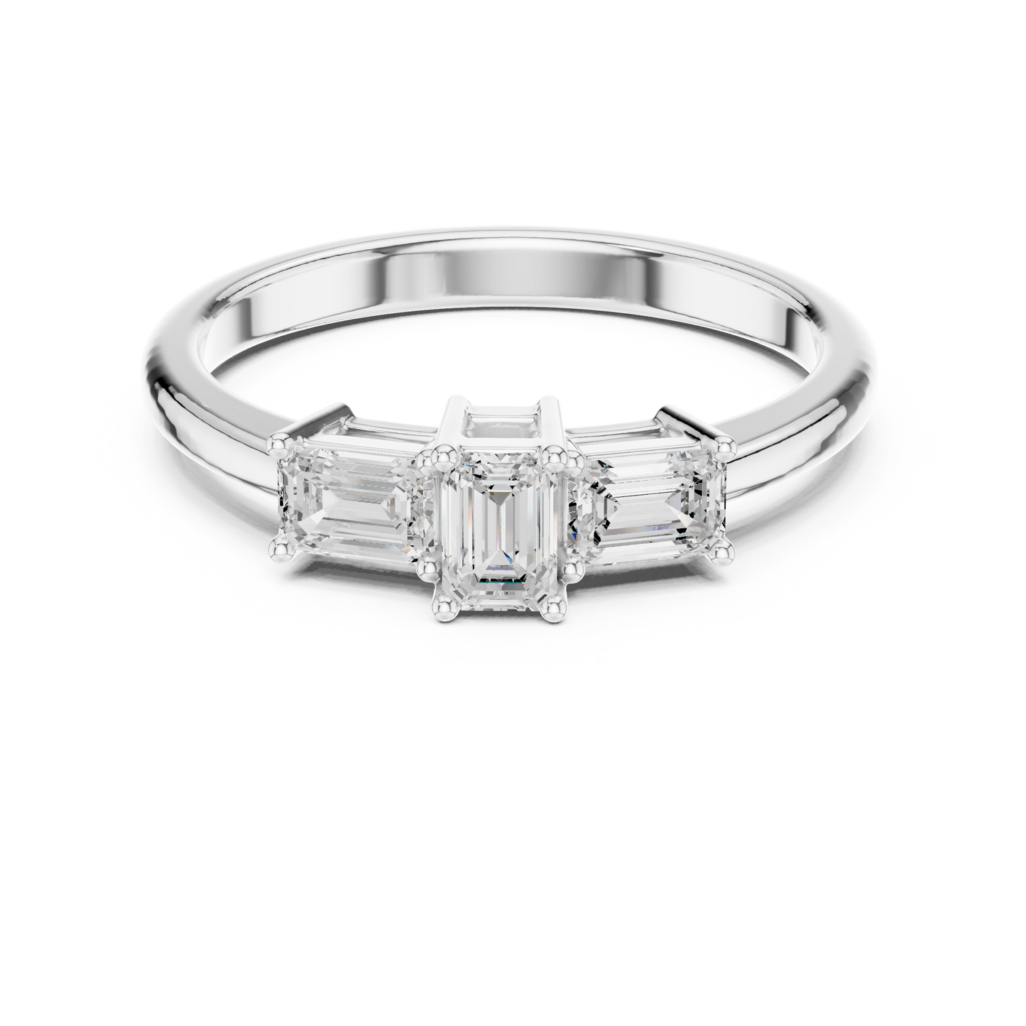 Emerald Three Stone Lab Grown Diamond Ring