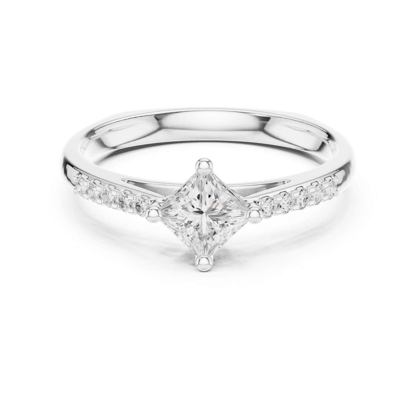 Round Side Stone Lab Grown Diamond Ring