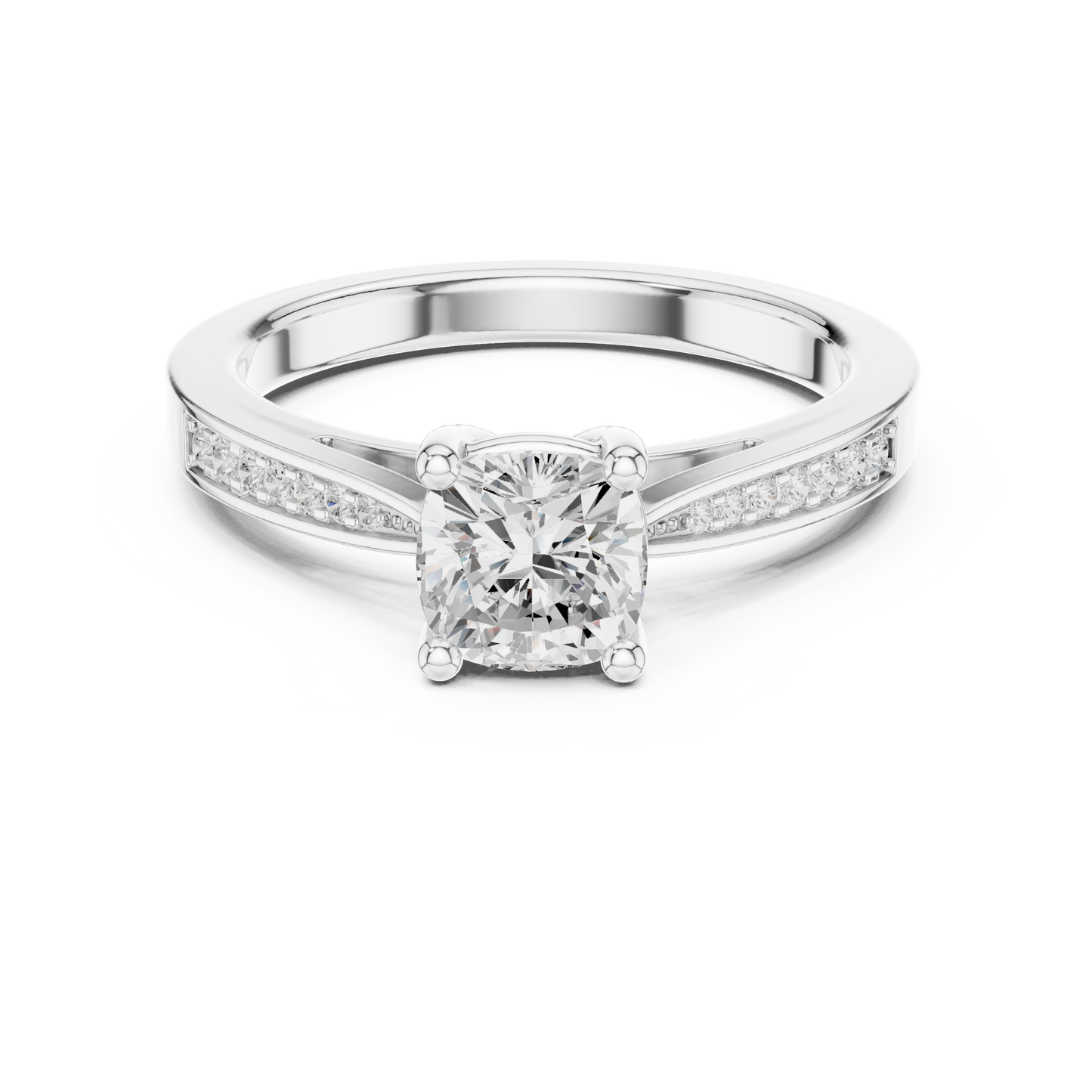 Round Side Stone Lab Grown Diamond Ring