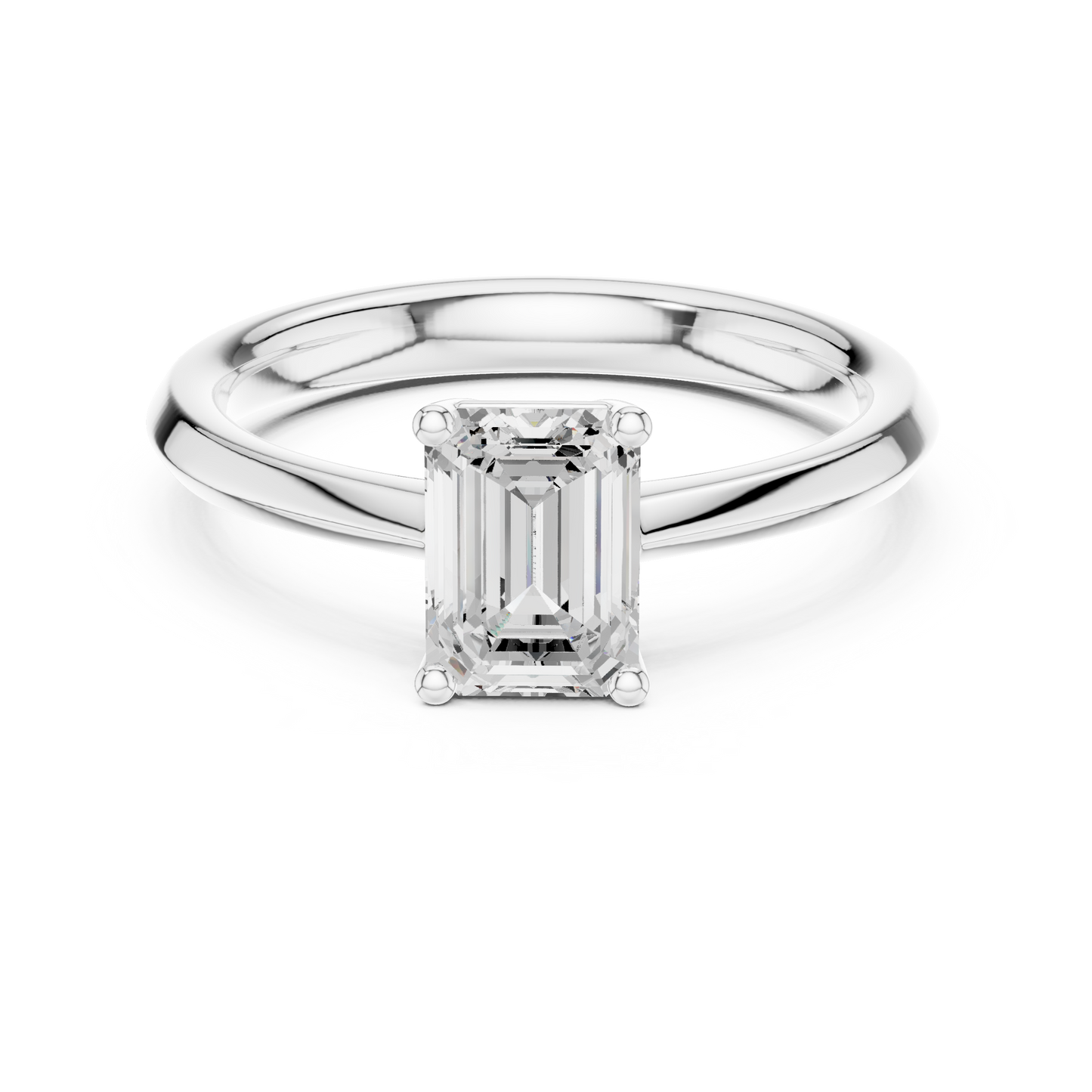 Emerald Solitaire Lab Grown Diamond Ring