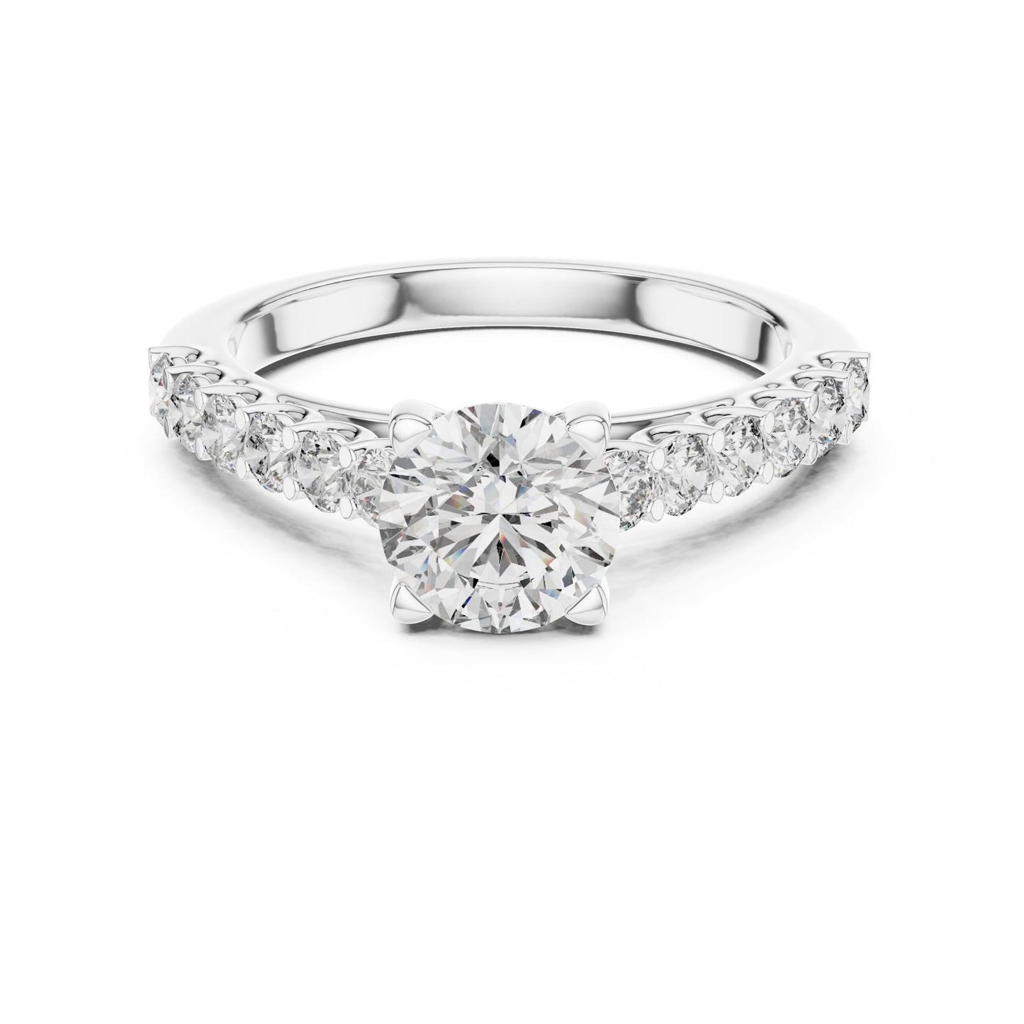 Round Side Stone Lab Grown Diamond Ring