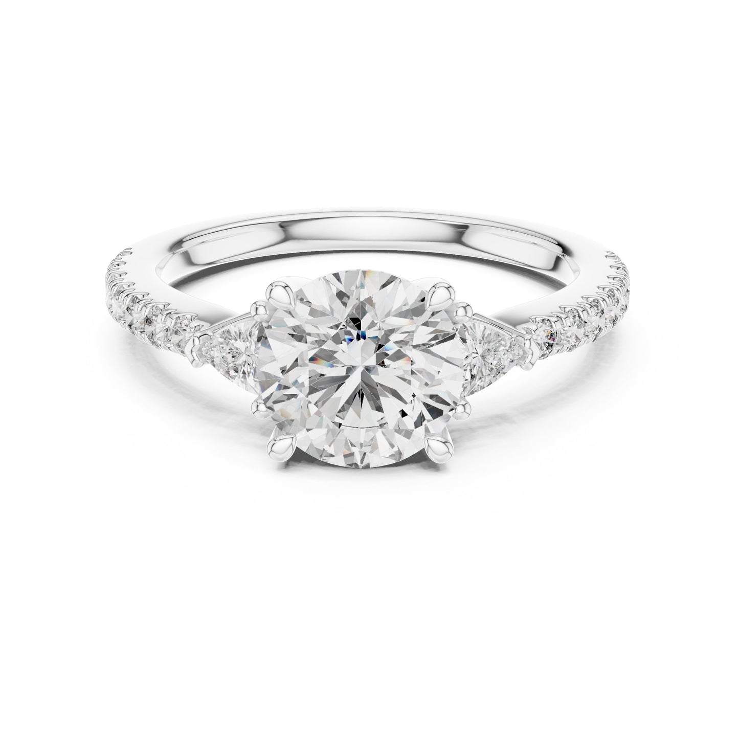 Round Side Stone Lab Grown Diamond Ring